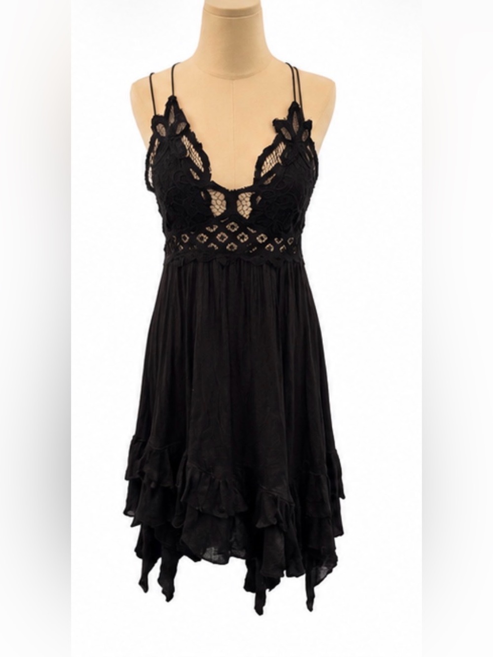 Free People Intimately Black Lace Slip Dress NWT Size S Adjustable Straps Boho